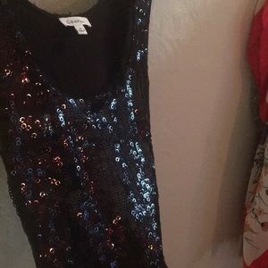 Calvin Klein black sequined sleeveless top